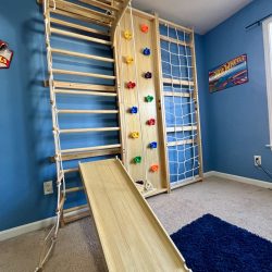 Avenlur Walnut 9-in-1 Swedish Ladder Wall Gym Set